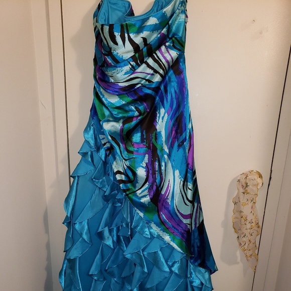 Strapless ruched sequins ruffled prom dress - Picture 4 of 7